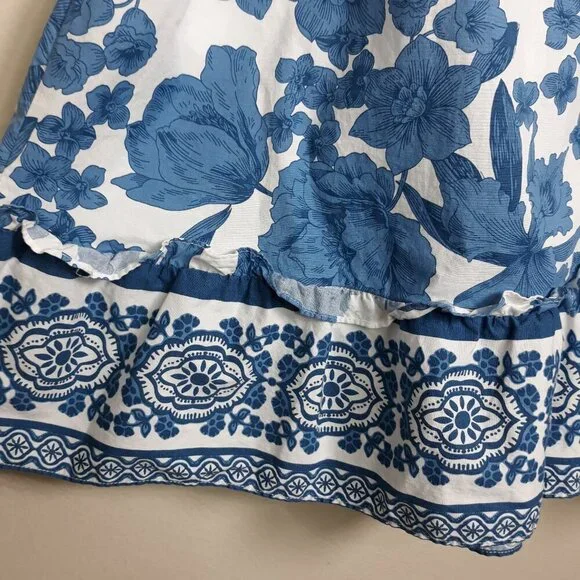 Joie Blue Large Floral Puff Sleeve Belted Mini Dress 8 Coquette Romantic - Picture 5 of 9